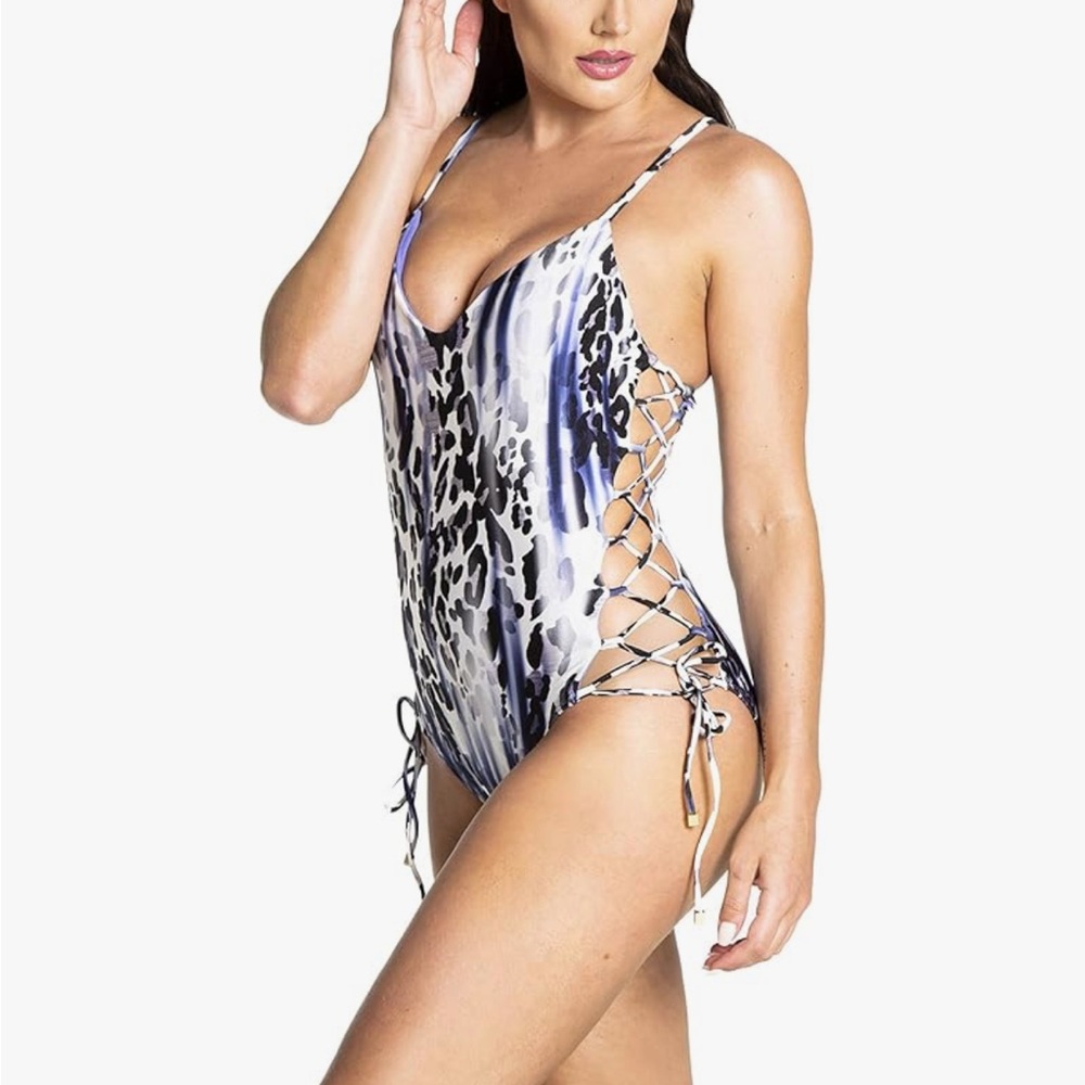 Stylish Blue and Black Women's Swimsuit